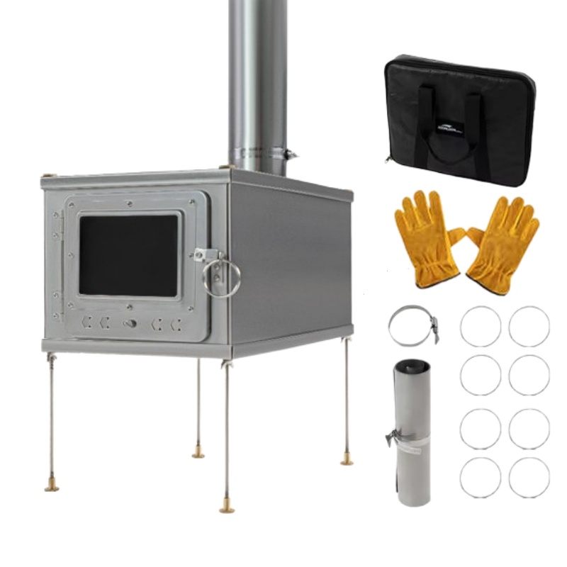 Outdoor Camping Wood Burning Stove - Fogão dobrável leve titânio liga barraca,