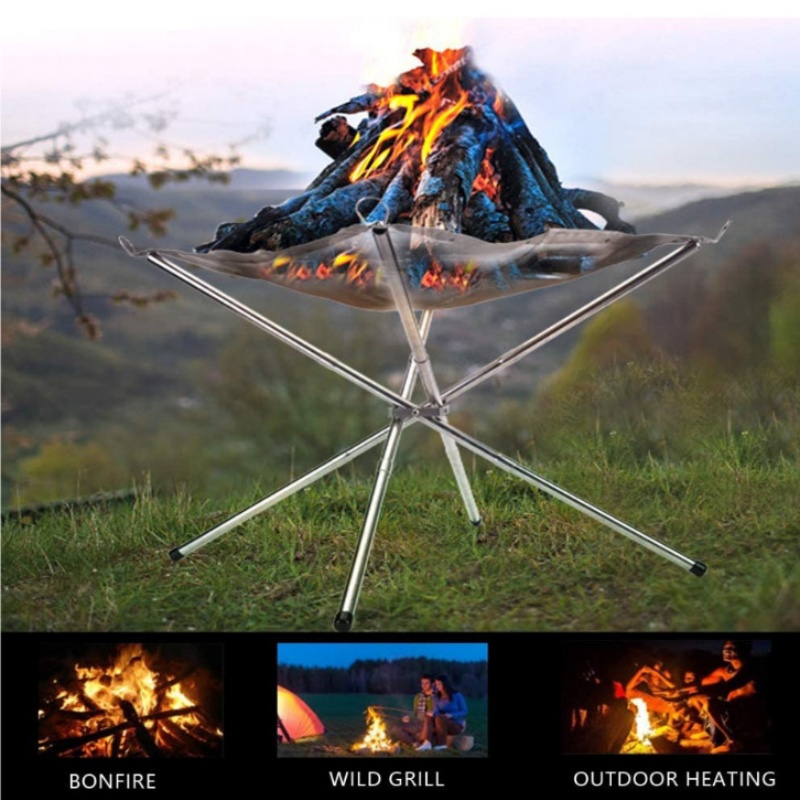 Outdoor Camping Wood Burning Stove - Suporte Portátil para Fogueira e Churrasqueira