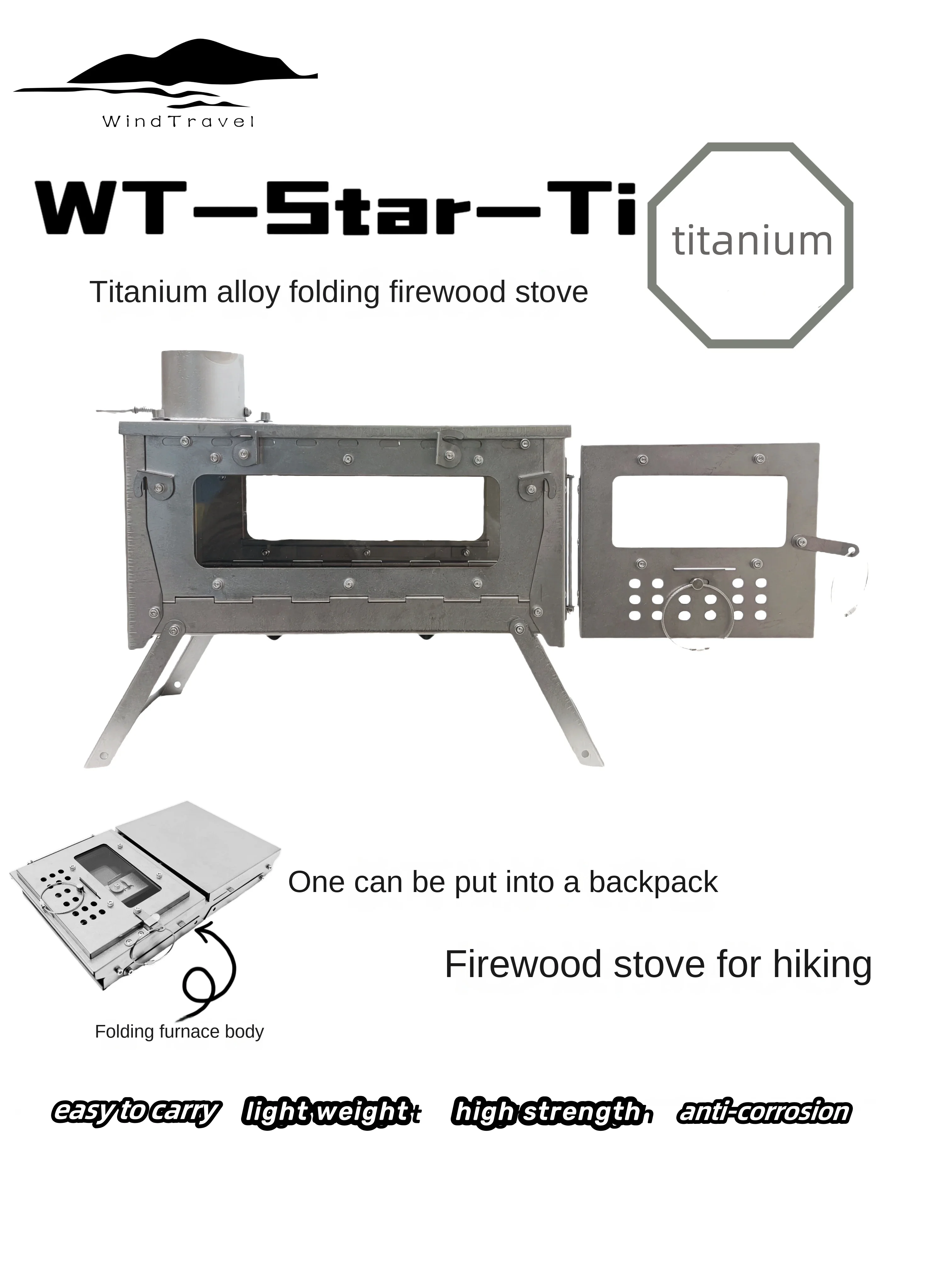 Outdoor Camping Gas Heater - WT Star Ti Liga de Titânio