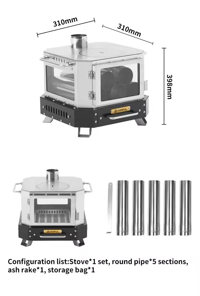 Fogão Portátil a Lenha HOMFUL  - Outdoor Camping Wood Burning Stove avaliação e preço