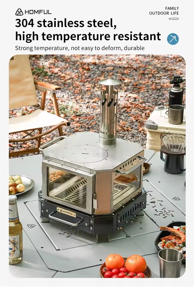 Fogão Portátil a Lenha HOMFUL  - Outdoor Camping Wood Burning Stove avaliação e preço