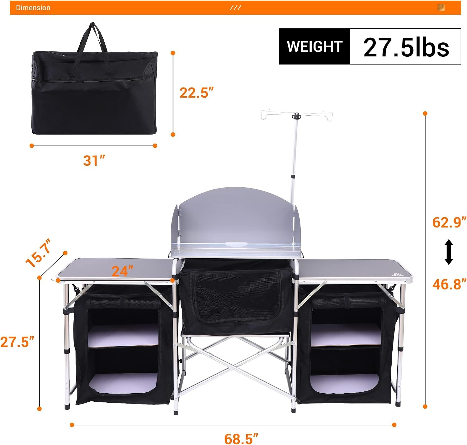Mesa de Cozinha Dobrável para  - Outdoor Camping Cooking Table avaliação e preço