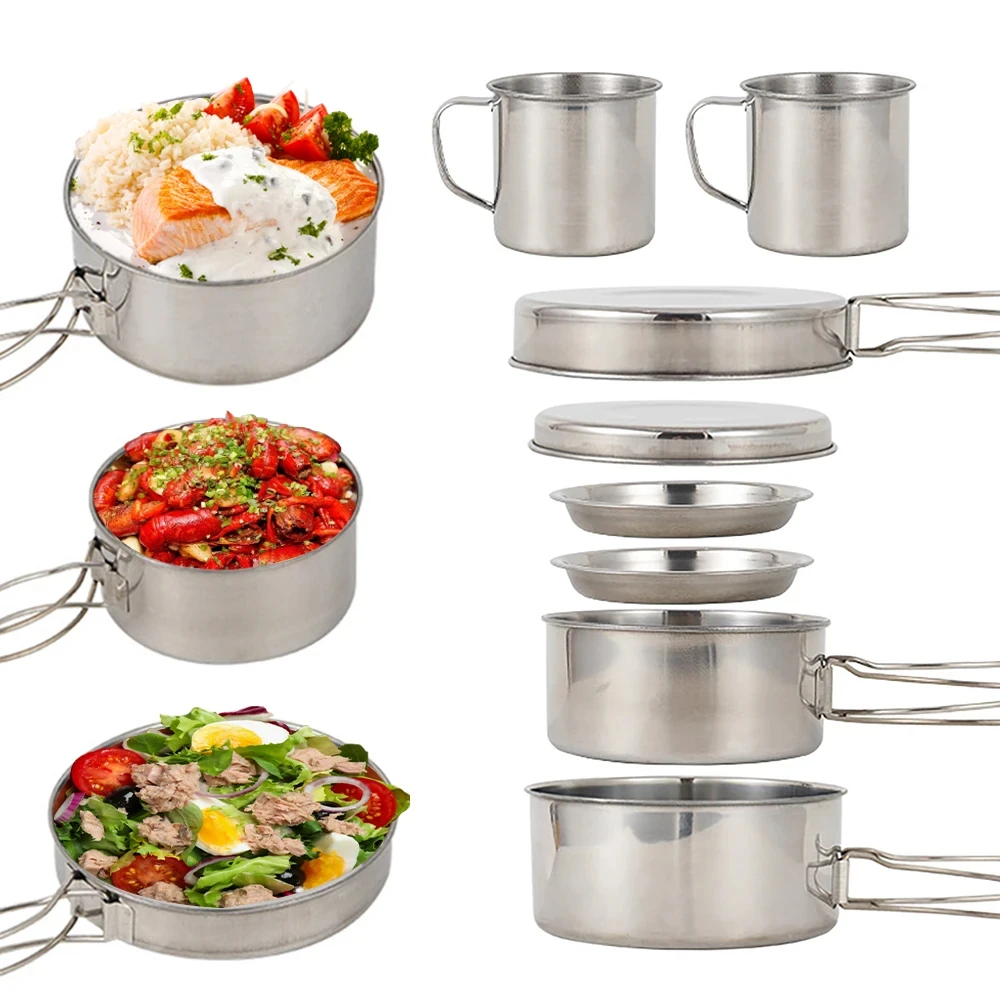 8 pçs/set panelas de acampamen - Outdoor Camping Kitchen Set avaliação e preço