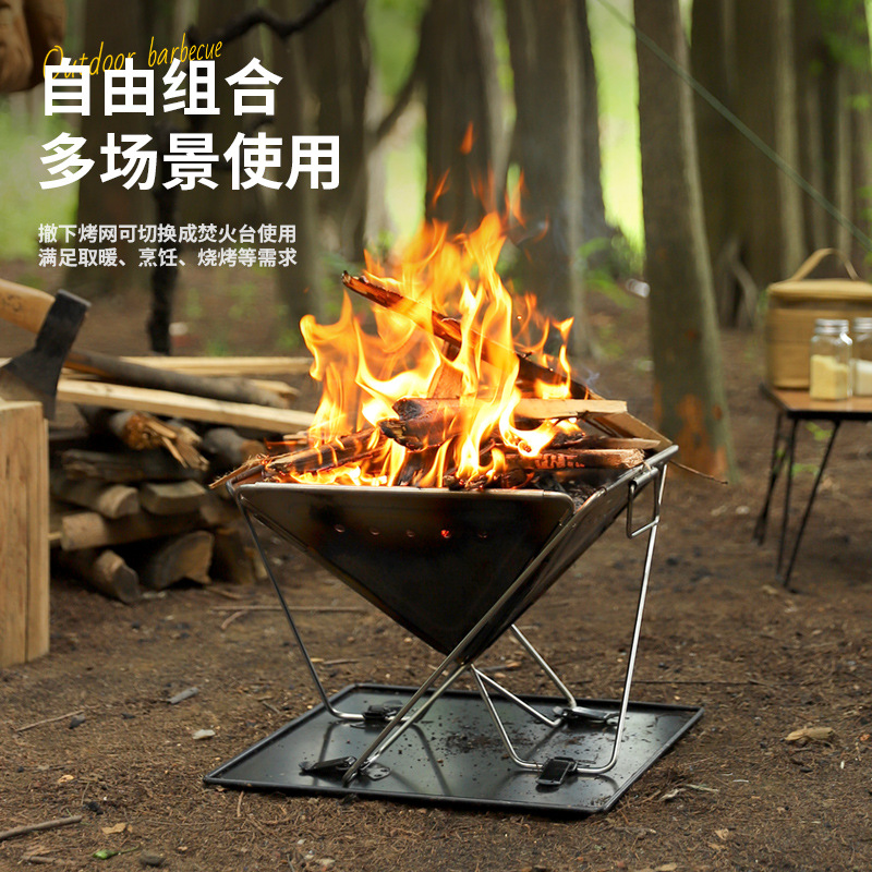 Grelha de churrasco dobrável d - Outdoor Camping Wood Burning Stove avaliação e preço