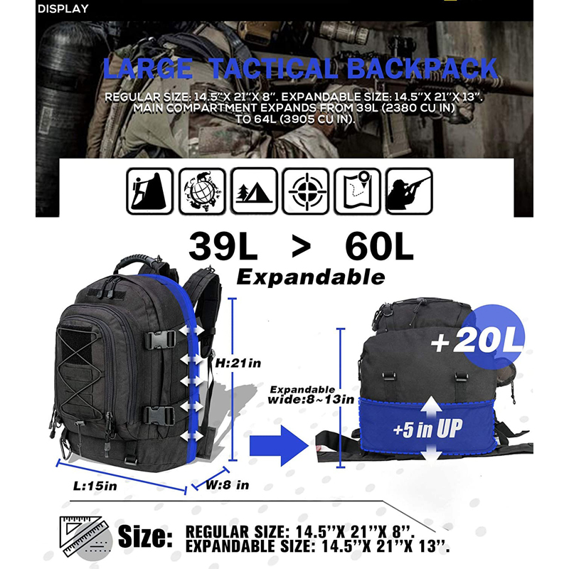 Mochila militar de 65L para ho - Lightweight Backpack 65L avaliação e preço