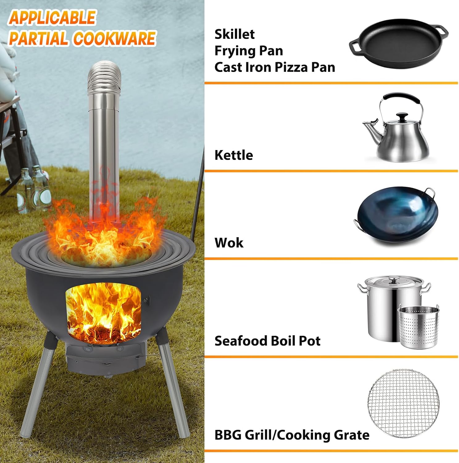 Fogão Portátil a Lenha para Ca - Outdoor Camping Wood Burning Stove avaliação e preço